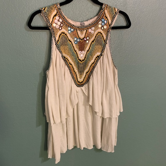 Free People Tops - Free People tank top w/ Beautiful Beading + Colors